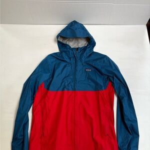 Patagonia Men's Red and Blue Rain Jacket